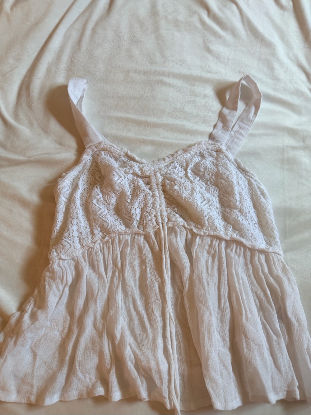 Derek Heart White Lace & Gauze Spaghetti Strap Top
